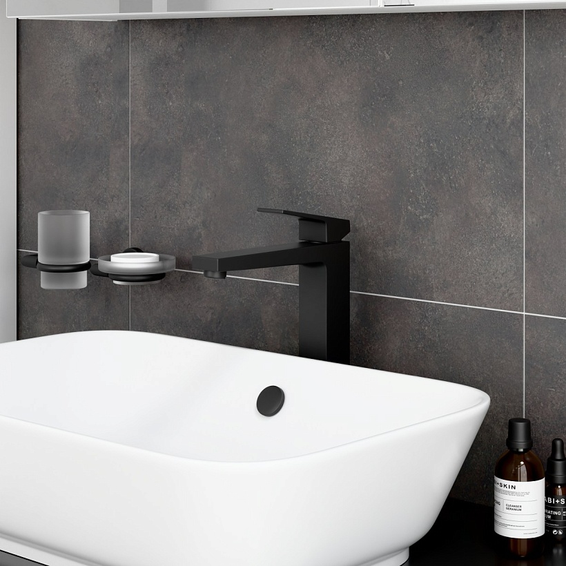 Смеситель для раковины-чаши VitrA Minimax Square (Минимакс Сквуэр) A4372436EXP однорычажный матовый черный латунь