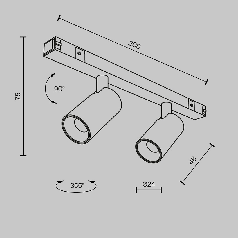 Трековый светильник Maytoni Technical TR176-1-2X3WTW-M-B
