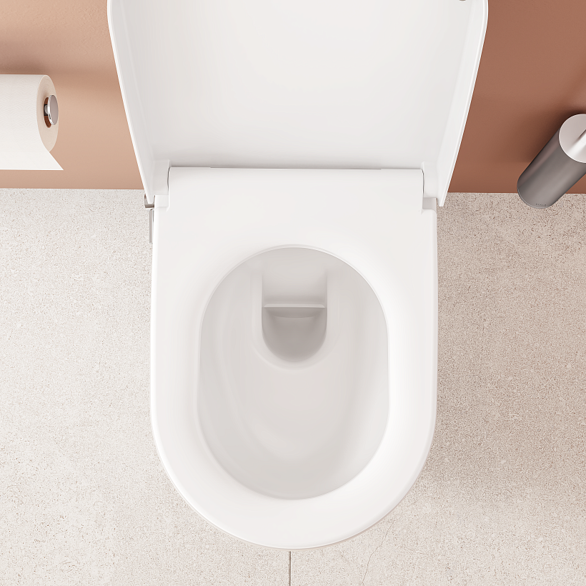 Подвесной унитаз VitrA Nest с функцией биде и встроенным смесителем безободковый Rim-ex с сиденьем микролифт дюропласт белый глянец санитарный фарфор антибактериальное покрытие Hygiene