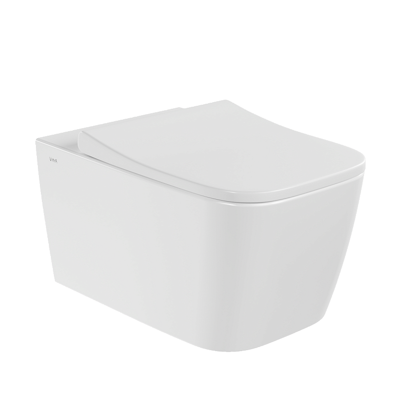Подвесной унитаз VitrA Metropole Square (Метрополь Сквэр) 7906B003-6430 безободковый QuantumFlush (Квантум Флаш) с сиденьем микролифт белый санитарный фарфор