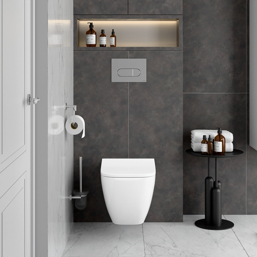 Инсталляция с унитазом VitrA Shift (Шифт) 9855B003-7206 комплект 4 в 1 с сиденьем микролифт безободковый Rim-ex (Рим-экс) цвет клавиши хром