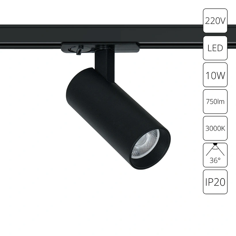 Трековый светильник Arte Lamp BENE A1935PL-1BK