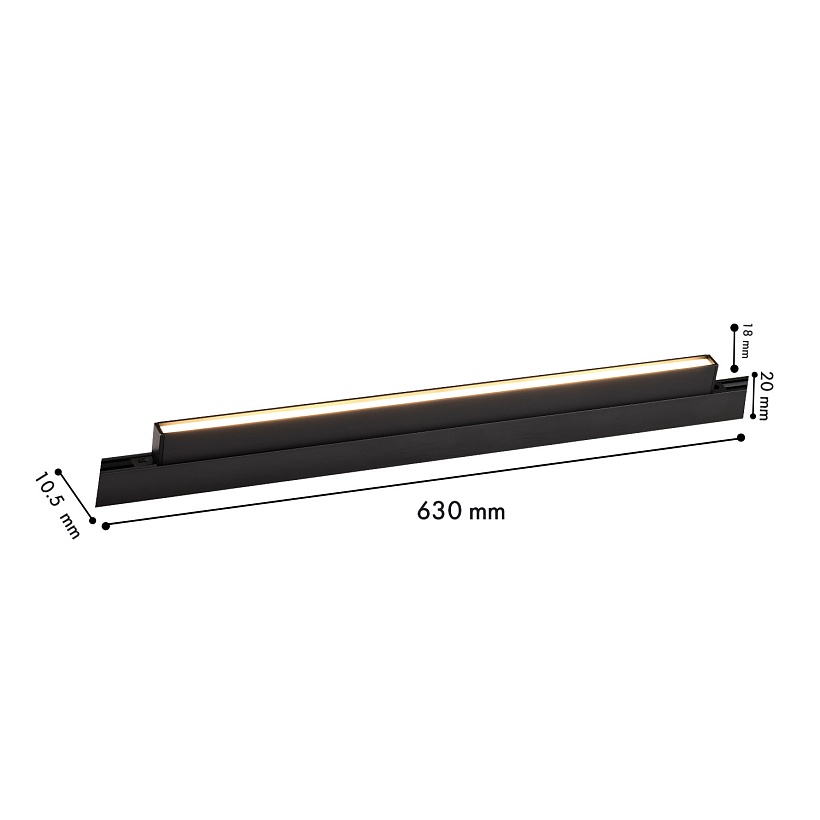 4580-1U, трековый светильник, L630xW10.5xH18, LEDx16W, 48V, 570LM, 2700-5700K, CRI>90, beam angle:100, included