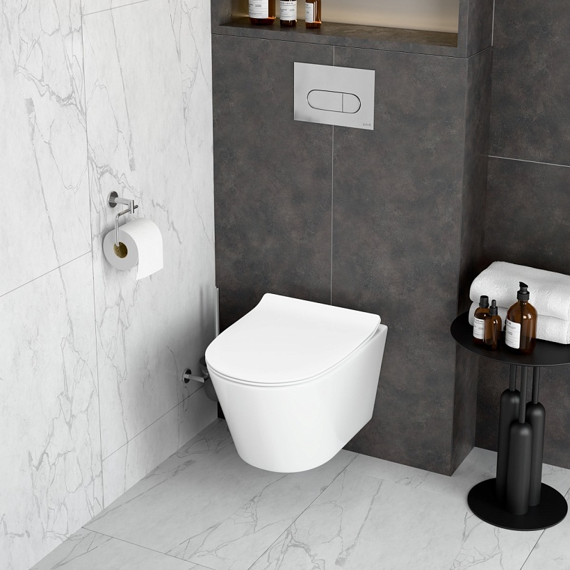 Подвесной унитаз VitrA M50 8302B003-6404 безободковый VortexFlush с сиденьем микролифт дюропласт белый санитарный фарфор