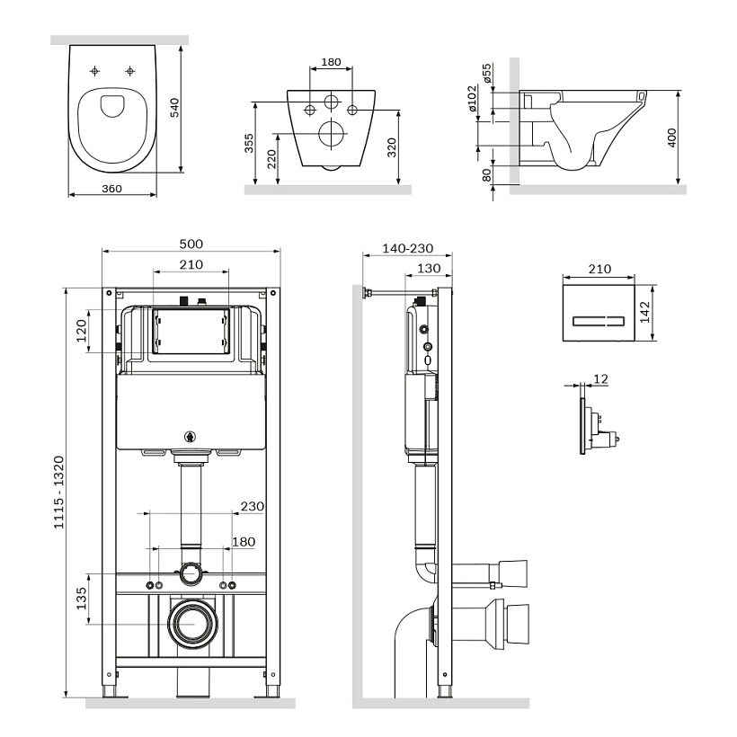 IS450A38.501700 Инст с клав Touchless Pro стекло, чёрн с подв унит Inspire FlashClean с сид м/л