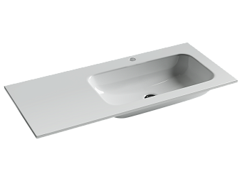 Раковина накладная Grace прямоугольная, 1010*457*137 мм, чаша справа, с отверстием под смеситель, цвет белый