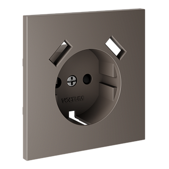 Накладка для розетки с заземлением и защитными шторками, с USB A+A, S70 (капучино)