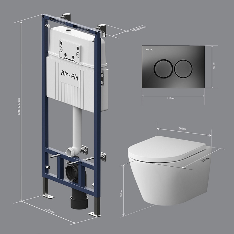 IS100138.741701 Инсталляция MasterFit с клав L черн мат с подвес унит  SenseFlashClean с сид м