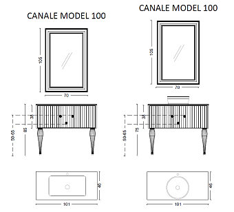 Тумба Canale 100 белая + Хром_Комплект