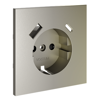 Накладка для розетки с заземлением и защитными шторками, с USB A+C, S70 (шелк)