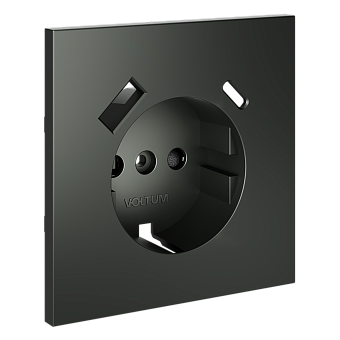 Накладка для розетки с заземлением и защитными шторками, с USB A+C, S70 (титан)