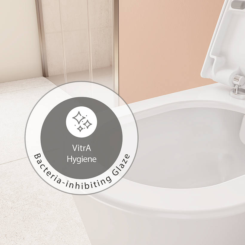 Подвесной унитаз VitrA Nest с функцией биде и встроенным смесителем безободковый Rim-ex с сиденьем микролифт дюропласт белый глянец санитарный фарфор антибактериальное покрытие Hygiene