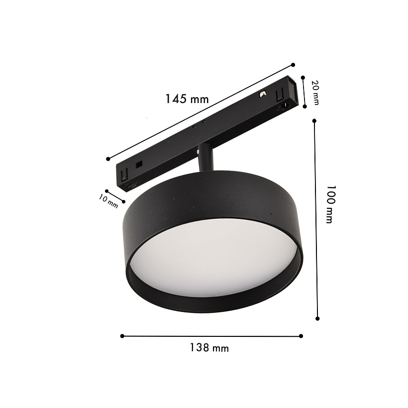 4584-1U, трековый светильник, D138xL145xH100, LEDx18W, 48V, 1280LM, 2700-5700K, CRI>90, beam angle:100, included