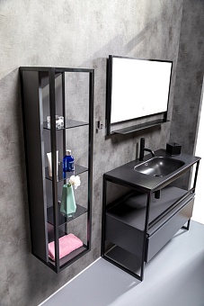 Пенал LOFT высокий антрацит, полки стекло