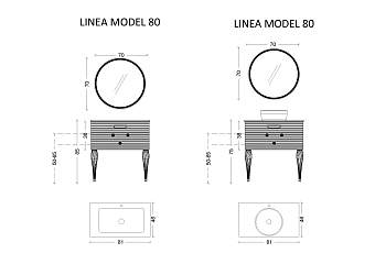 Тумба Linea 80 черная + Хром_Комплект