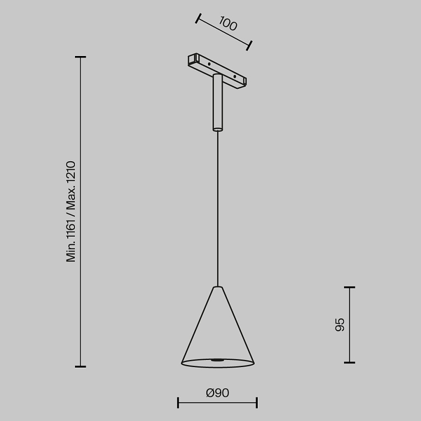 Трековый подвесной светильник Maytoni Technical TR182-1-5WTW-M-B