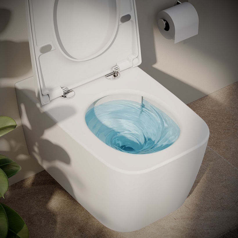 Подвесной унитаз VitrA Metropole Square (Метрополь Сквэр) 7906B003-6430 безободковый QuantumFlush (Квантум Флаш) с сиденьем микролифт белый санитарный фарфор
