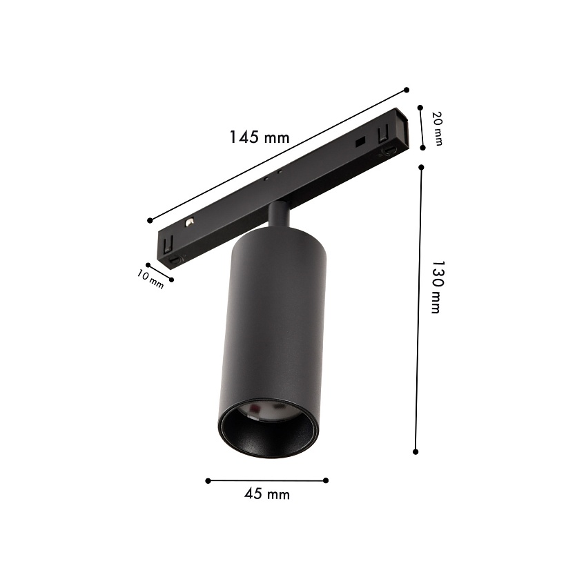 4581-1U, трековый светильник, D45xL145xH130, LEDx10W, 48V, 660LM, 2700-5700K, CRI>90, beam angle:36, included