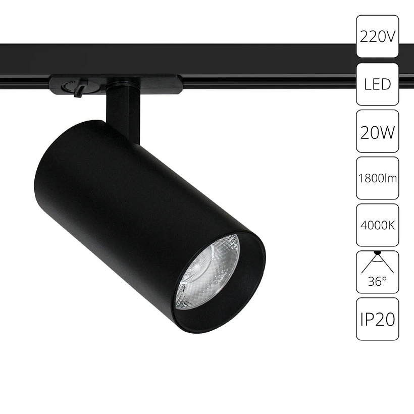 Трековый светильник Arte Lamp BENE A1947PL-1BK