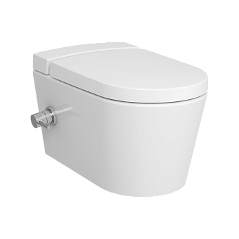 Подвесной унитаз VitrA Nest с функцией биде и встроенным смесителем безободковый Rim-ex с сиденьем микролифт дюропласт белый глянец санитарный фарфор антибактериальное покрытие Hygiene