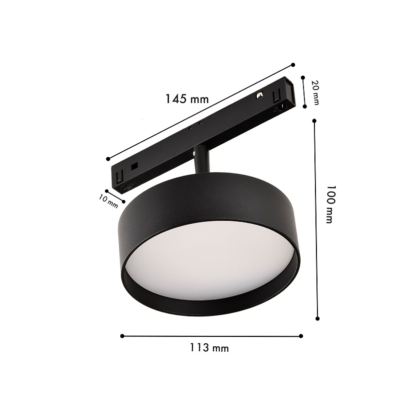 4583-1U, трековый светильник, D113xL145xH100, LEDx12W, 48V, 750LM, 2700-5700K, CRI>90, beam angle:100, included
