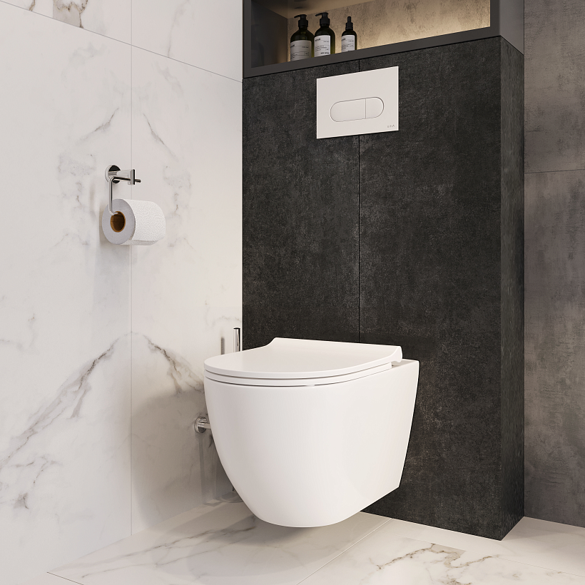 Инсталляция с унитазом VitrA Mia Round комплект 3 в 1 с сиденьем микролифт безободковый