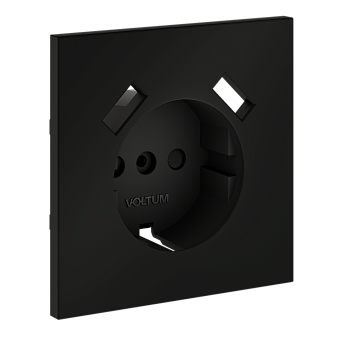 Накладка для розетки с заземлением и защитными шторками, с USB A+A, S70 (черный матовый)