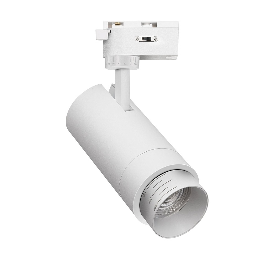4868-1U, трековый светильник, D75xW162xH210, LEDx10/20/30W, 220V, 1004/1768/2312LM, 3000-6000K, zoom: 15-60°, included