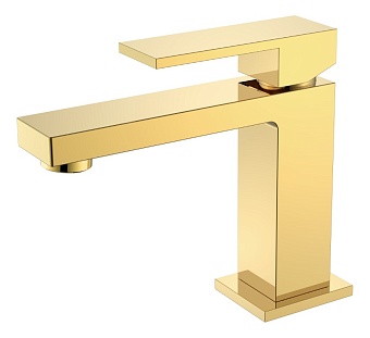 Cмеситель для умывальника Qubic Shine Gold