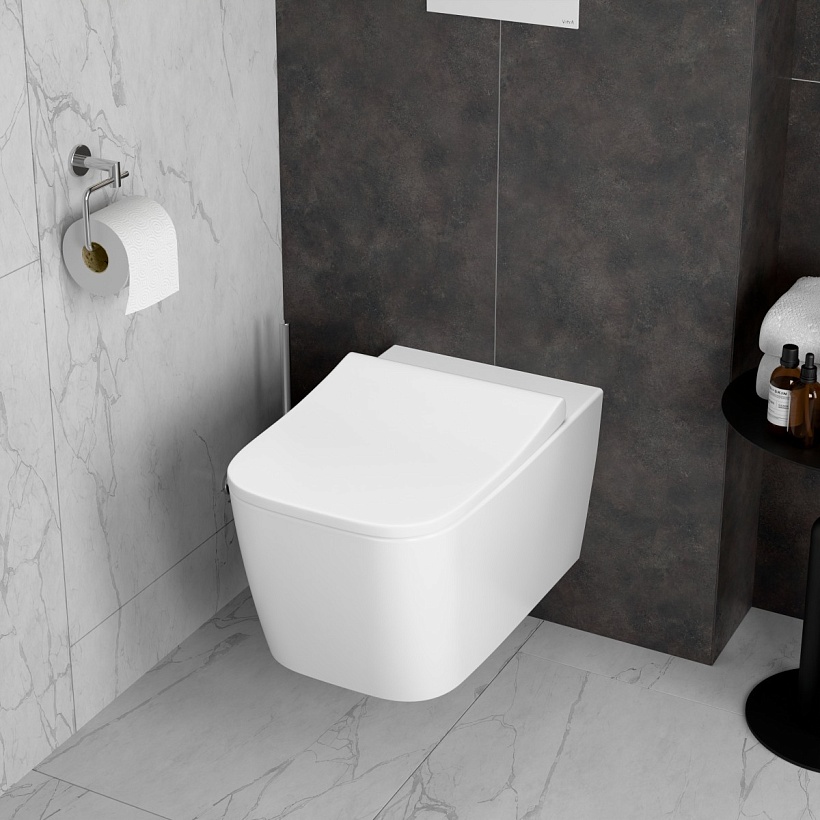 Подвесной унитаз VitrA Metropole Square (Метрополь Сквэр) 7906B003-6430 безободковый QuantumFlush (Квантум Флаш) с сиденьем микролифт белый санитарный фарфор
