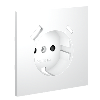 Накладка для розетки с заземлением и защитными шторками, с USB A+C, S70 (белый матовый)