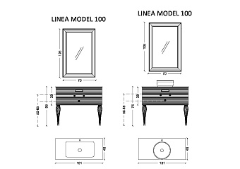 Тумба Linea 80 черная + Золото_Комплект