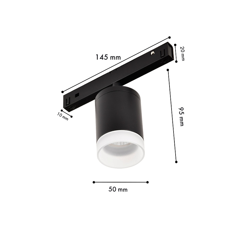 4585-1U, трековый светильник, D50xL145xH95, LEDx6W, 48V, 350LM, 2700-5700K, CRI>90, beam angle:24, included