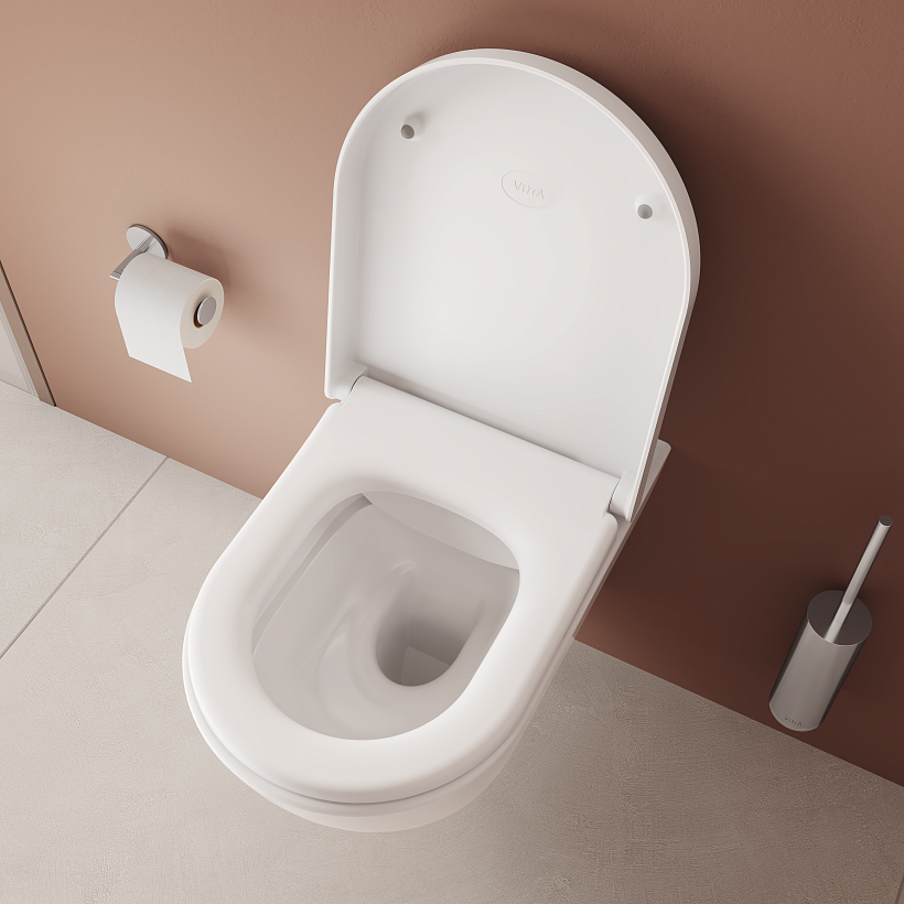 Подвесной унитаз VitrA Mia Round безободковый SmoothFlush белый санитарный фарфор антибактериальное покрытие Hygiene