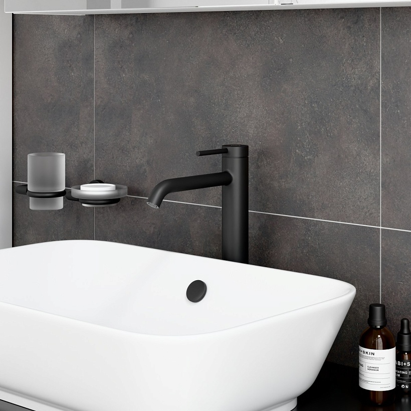 Смеситель для раковины-чаши VitrA Minimax Round (Минимакс Раунд) A4353436EXP однорычажный матовый черный латунь