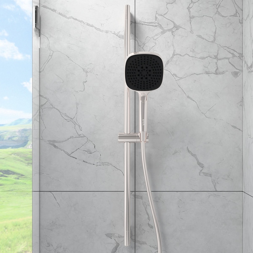 Душевая стойка VitrA Core Square (Кор Скуэр) A4591734EXP с ручным душем без смесителя брашированный никель
