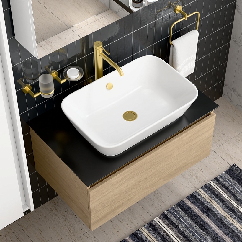 Смеситель для раковины-чаши VitrA Minimax Round (Минимакс Раунд) A4353425EXP однорычажный брашированное золото латунь