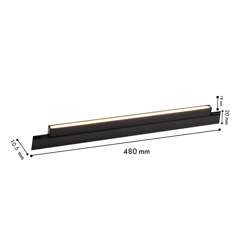 4579-1U, трековый светильник, L480xW10.5xH18, LEDx12W, 48V, 380LM, 2700-5700K, CRI>90, beam angle:100, included