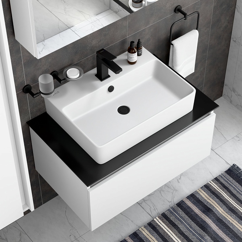 Смеситель для раковины VitrA Minimax Square (Минимакс Сквуэр) A4372036EXP однорычажный матовый черный латунь