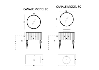 Тумба Canale 80 чёрная + Хром_Комплект
