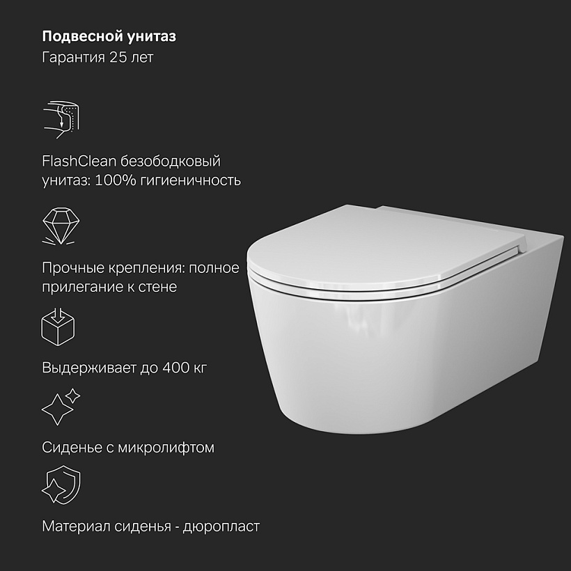 IS90138.8F1701 Инсталляция с клав PrimeFit L, мат.черный, с подвес унит Func 54 FlashClean с сид м/л