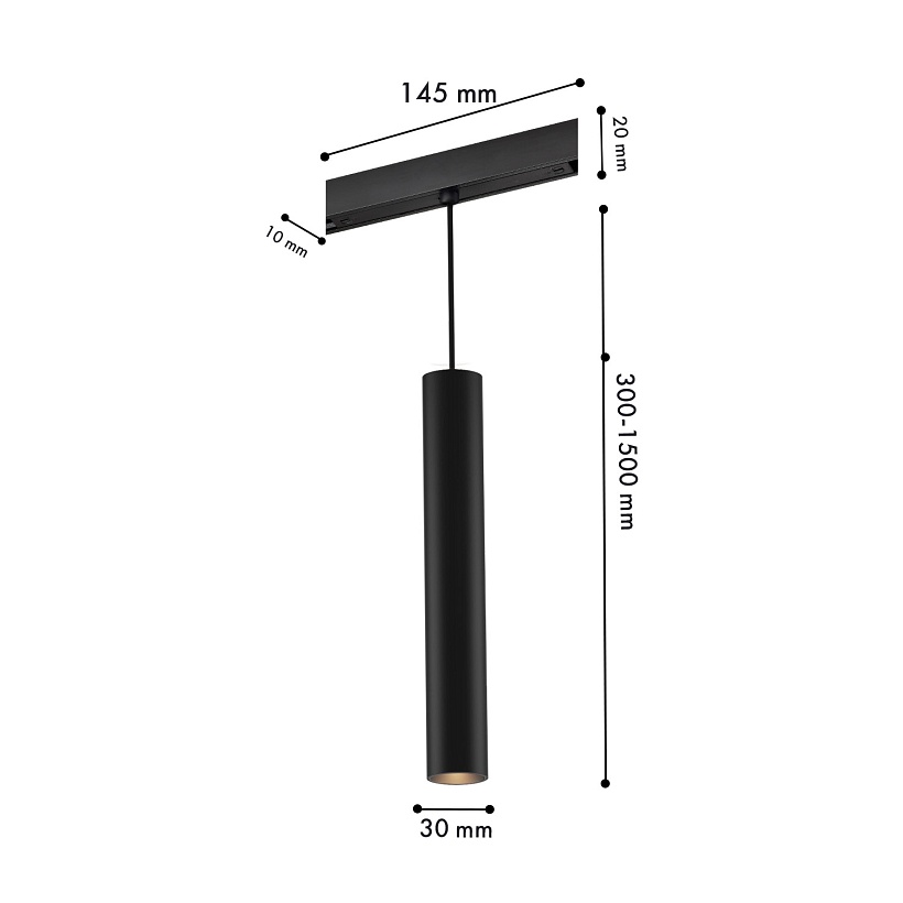 4586-1P, трековый светильник, D30xL145xH1500, LEDx6W, 48V, 410LM, 2700-5700K, CRI>90, beam angle:24, included