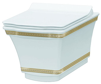 Подвесной Унитаз с узором Hermitage GOLD