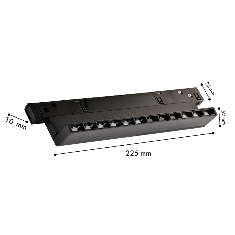 4574-1U, трековый светильник, L226xW10.5xH52, LEDx10W, 48V, 410LM, 2700-5700K, CRI>90, beam angle:30, included