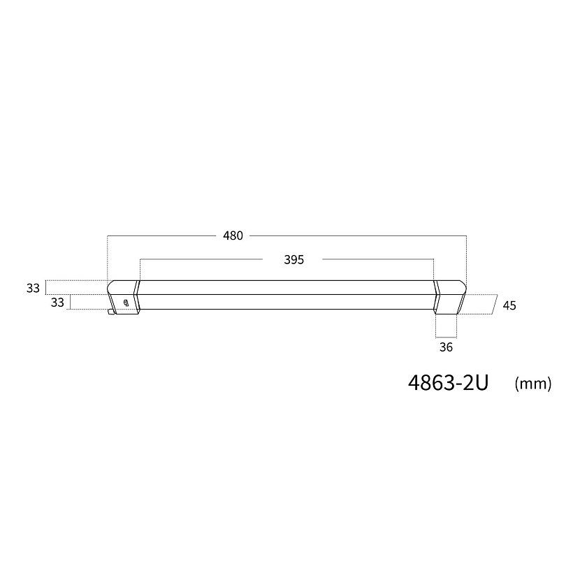 4863-2U, трековый светильник, L480xW33xH45, LEDx30W, 220V, 2100LM, 3000-6000K, included