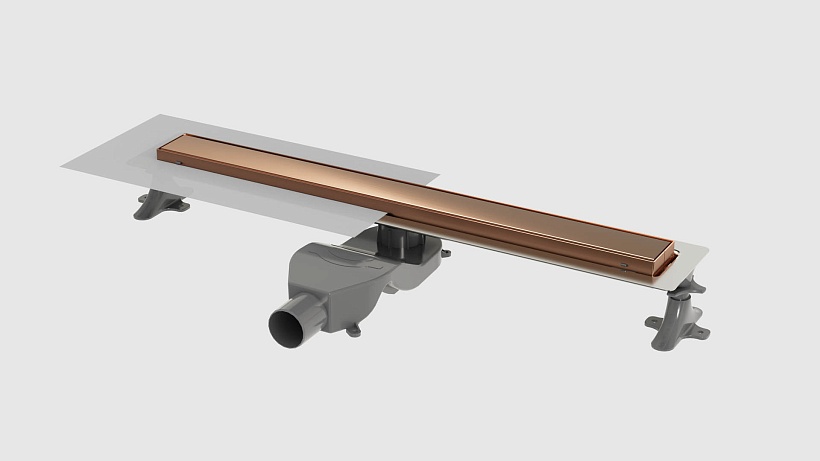 Душевой лоток Premium Linear 60см, нерж.сталь COPPER BRUSHED