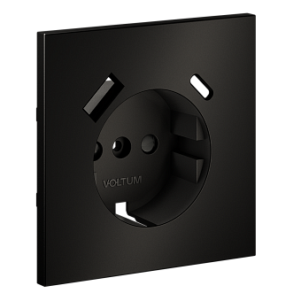 Накладка для розетки с заземлением и защитными шторками, с USB A+C, S70 Metal (антрацит)